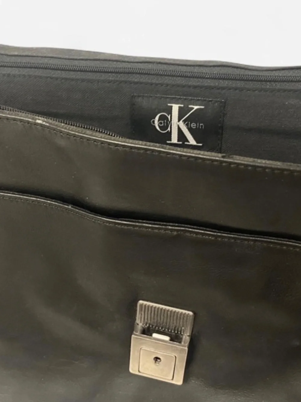 Calvin Klein all leather black messenger bag